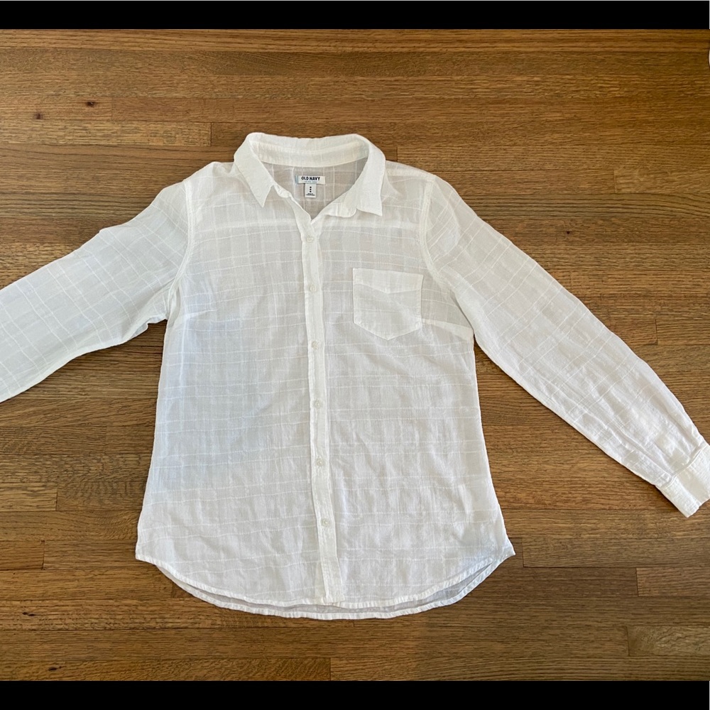 Old Navy white grid button down